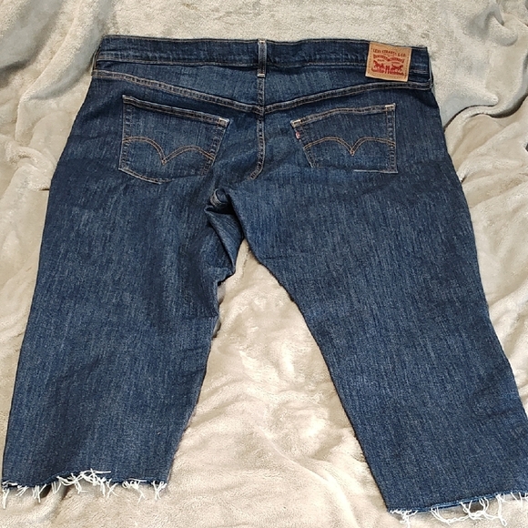 Levi's Wedgie skinny Dark Blue Ankle & Cropped Raw Hem Jeans button fly SZ 24W - Picture 2 of 7